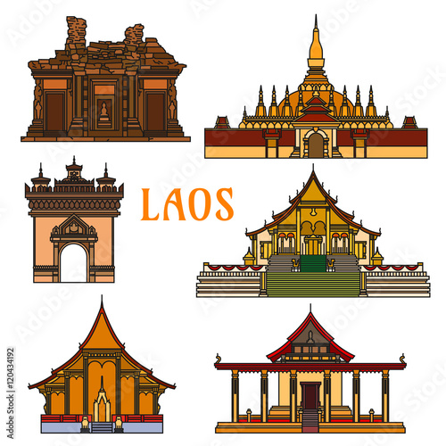 Obraz na plátně Historic buildings and sightseeings of Laos