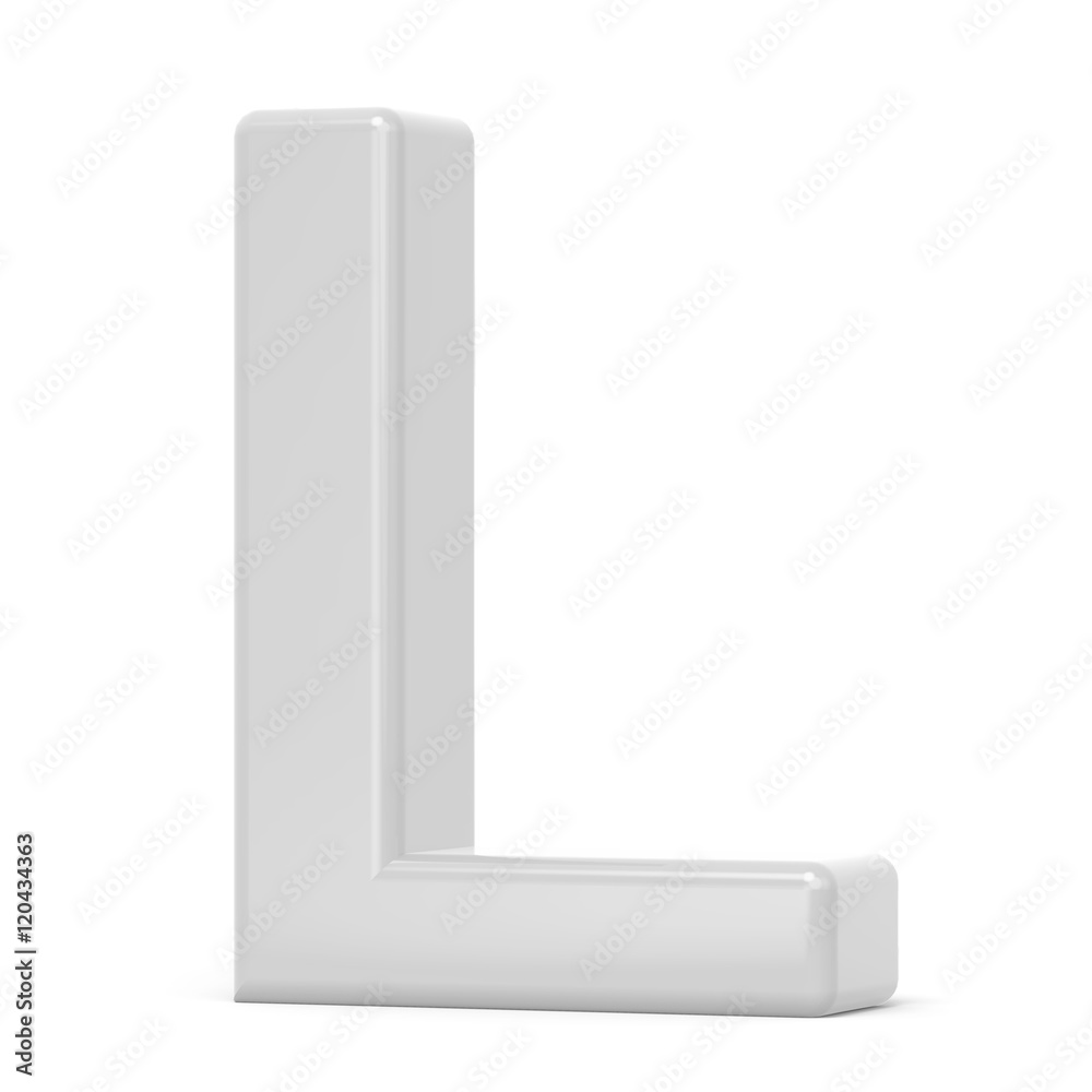 3D rendering white letter L