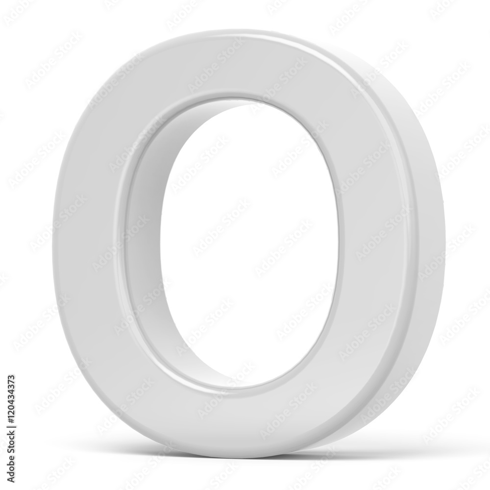 3D rendering white letter O 3D rendering white letter O
