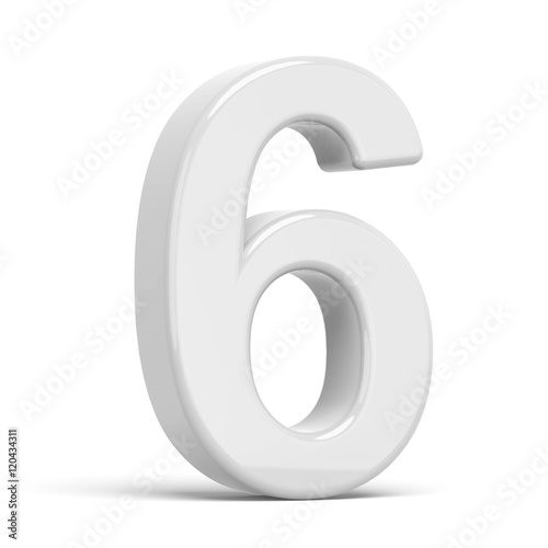 3D rendering white number 6