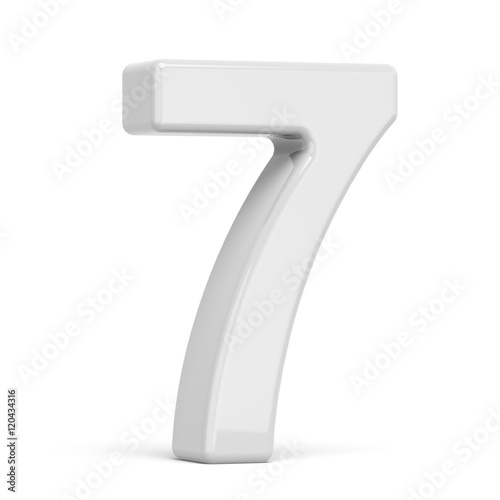3D rendering white number 7