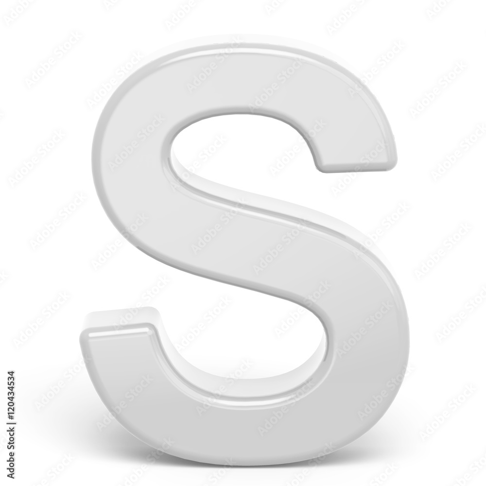 3D rendering white letter S 3D rendering white letter S