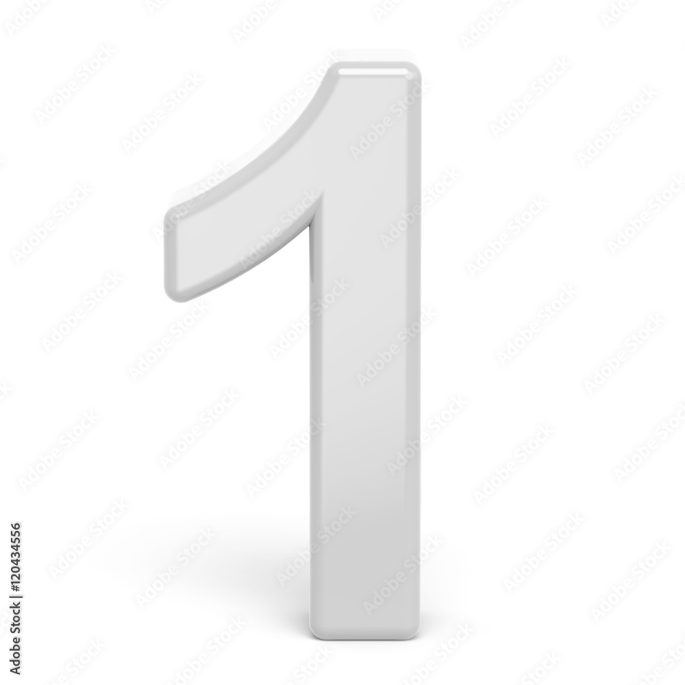 3D rendering white number 1