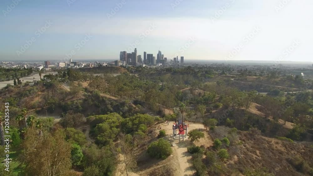 Los Angeles Downtown Hills Aerial 01 Palm Trees Los Angeles Downtown Hills Aerial 01 Palm Trees