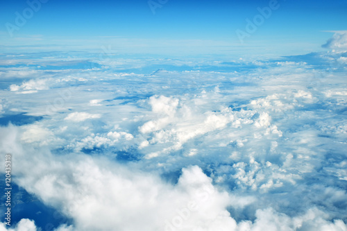 clouds view from the window of an airplane flying in the clouds