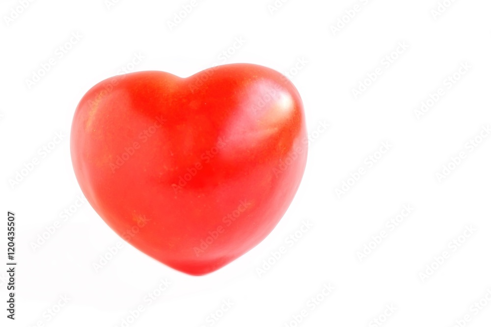 Heart Shaped Tomato on White Background