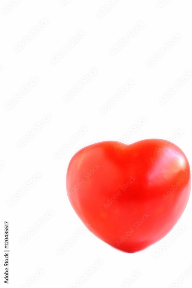 Heart Shaped Tomato on White Background