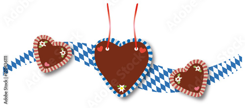 Bayerisches Rautenmuster in Welle mit typischen Oktoberfest Elementen - Vektor