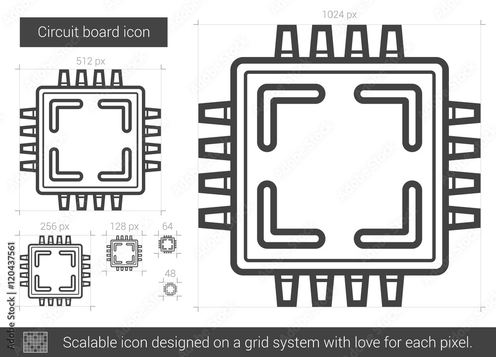 Circuit board line icon. Circuit board line icon.