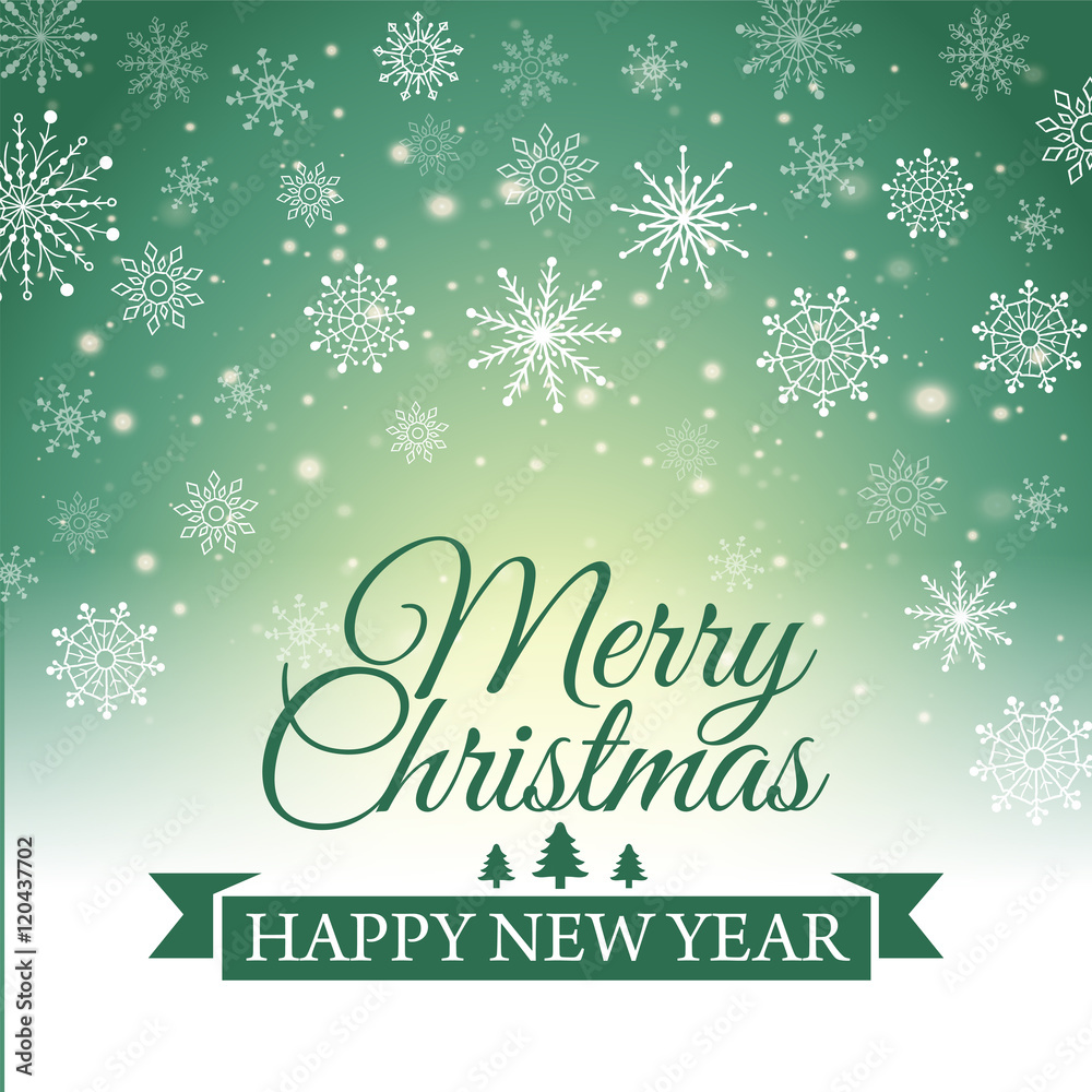 Happy New Year and Merry Christmas e-card. Vector illustration.