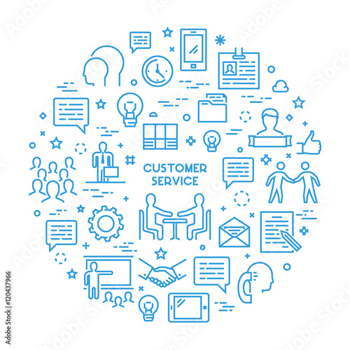 Vector line concept customer service