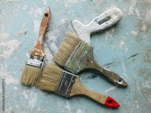 Brushes & spatula. Painter tools ready to use