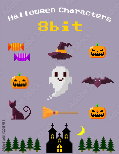 8bitハロウィンイラスト素材
