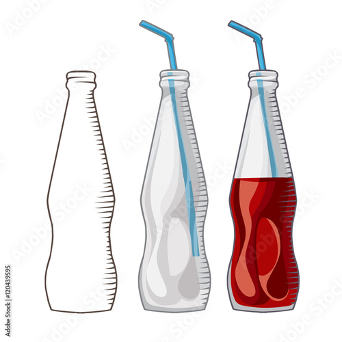 Tree glass bottles with a straw