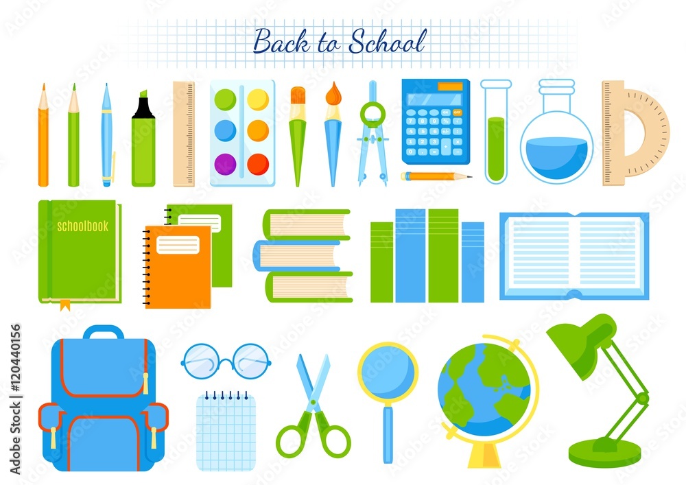 School supplies vector set.