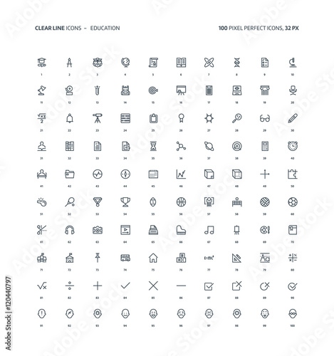 Education clear line icons