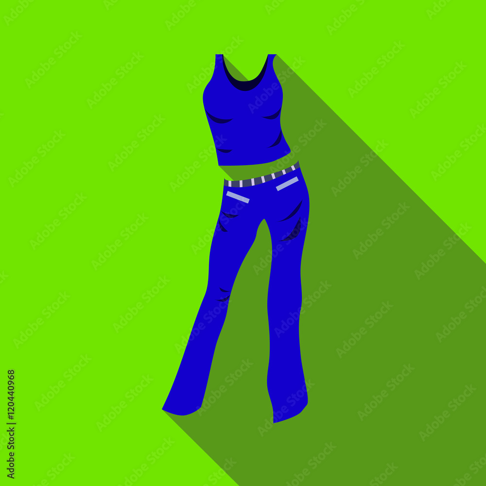 Woman pantsuit icon in flat style isolated with long shadow vector illustration Woman pantsuit icon in flat style isolated with long shadow vector illustration