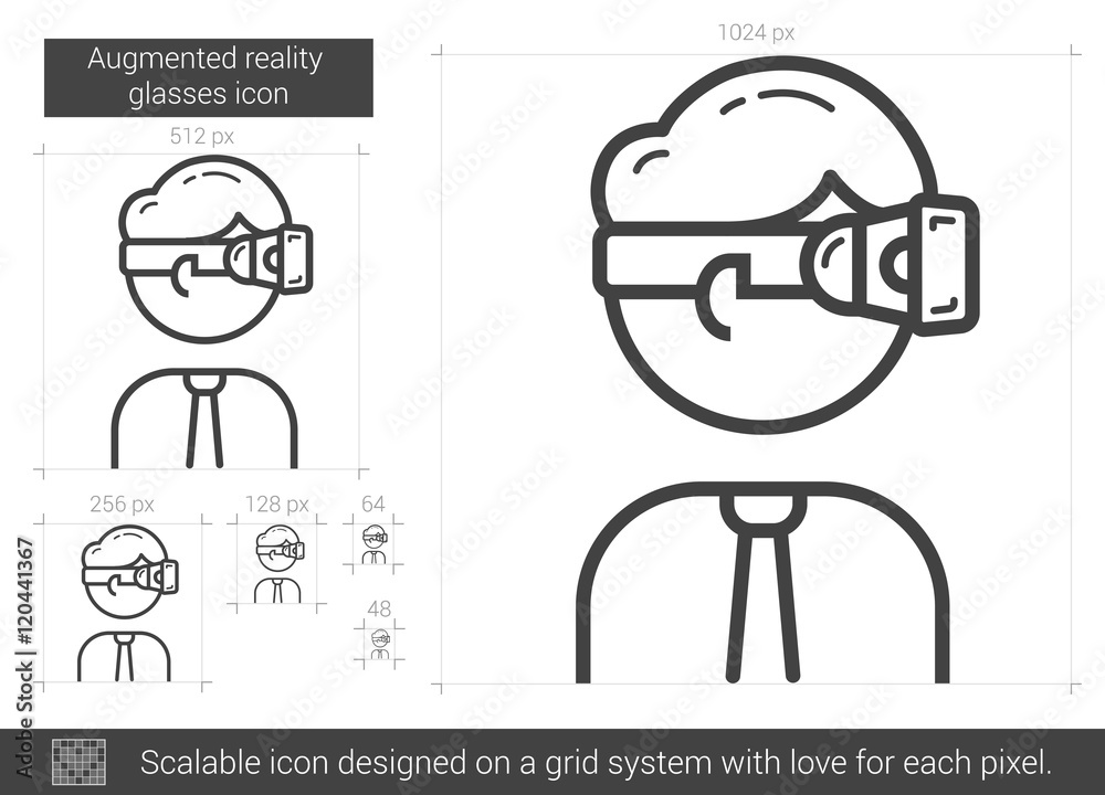 Augmented reality glasses line icon.