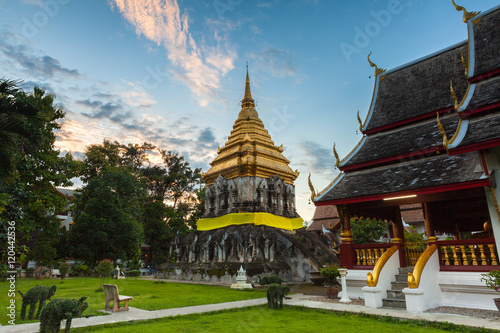 Wat Chiang Man at sunset  Thailand