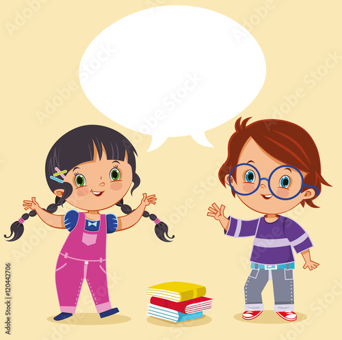 Two kids talking