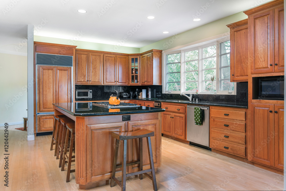 Modern wooden kitchen in dark wood. Modern wooden kitchen in dark wood.