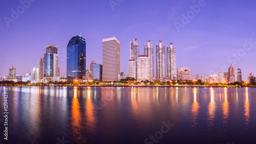 Beautiful landscape of lake and business building at twilight ti © kriangphoto31