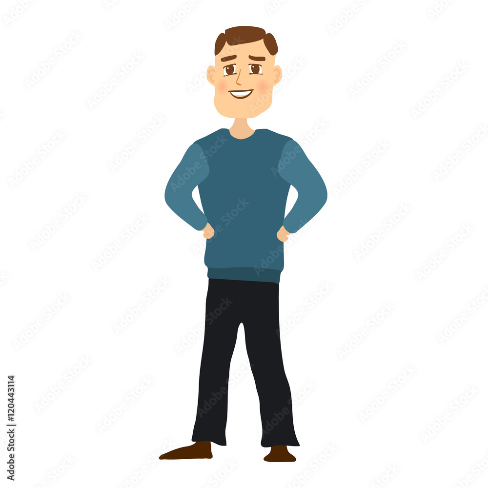 Cartoon Male isolated on white background. Vector