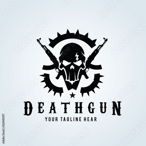 Game logo, Skull and gas mask logo,Gun logo with skull and dark concept.