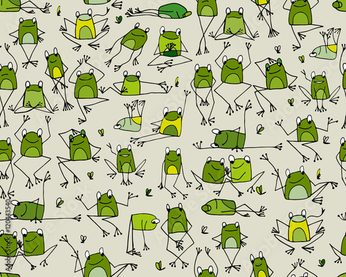 Funny frogs pattern, sketch for your design