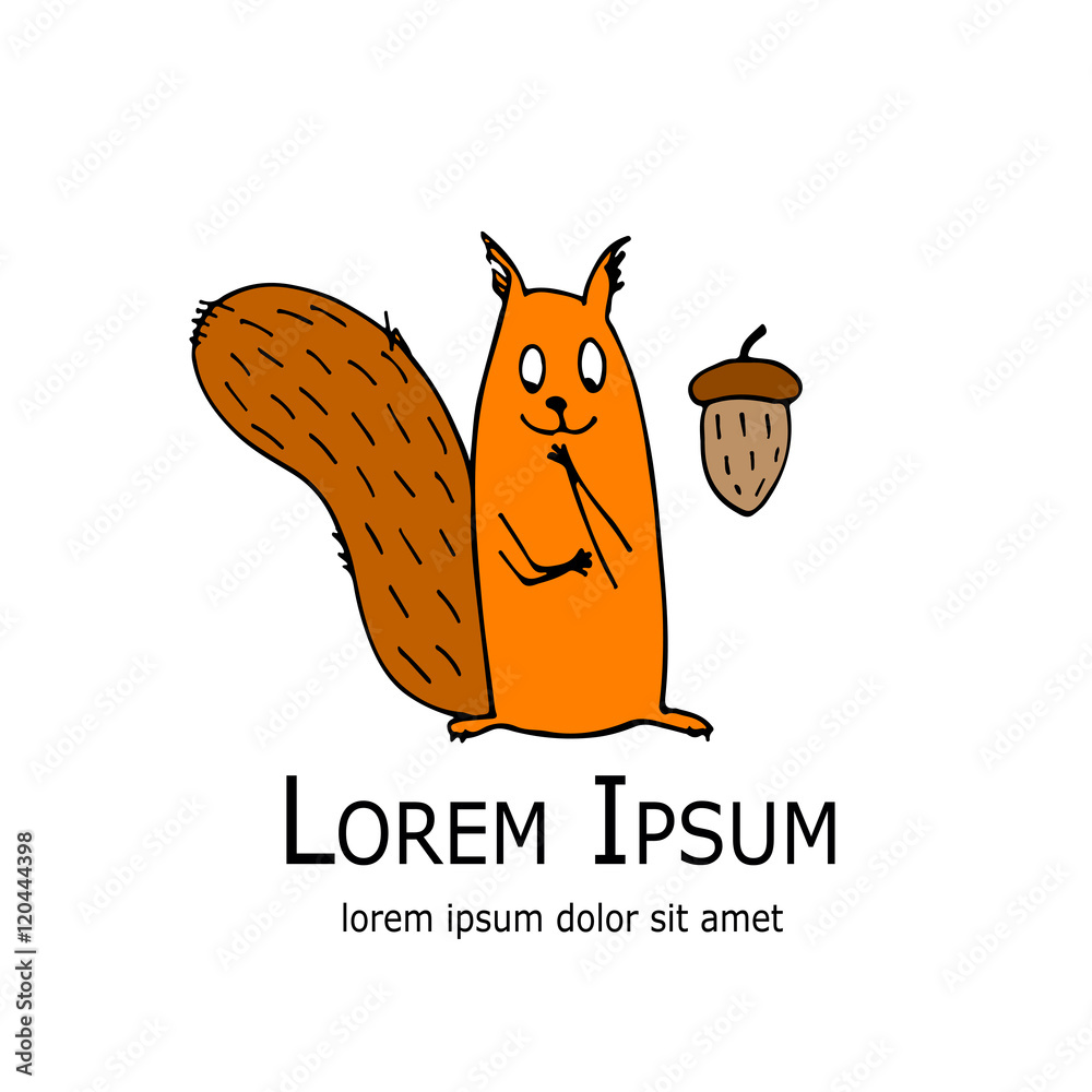 Obraz premium Funny squirrel with nut for your design