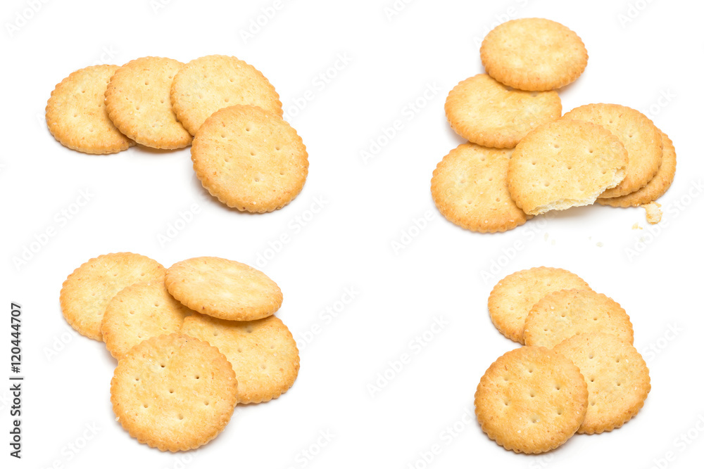 Crackers stacked isolated over white background Crackers stacked isolated over white background