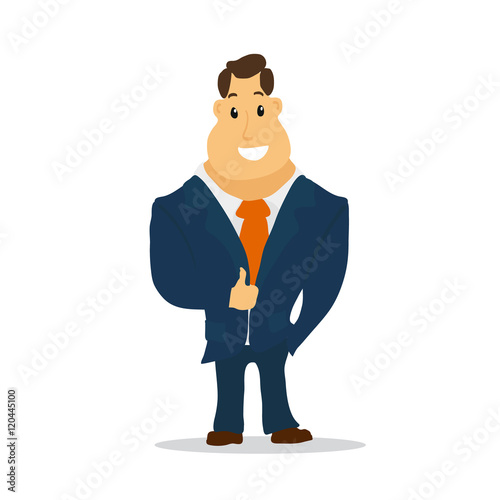 Businessman Cartoon Character in Blue Suit. Vector