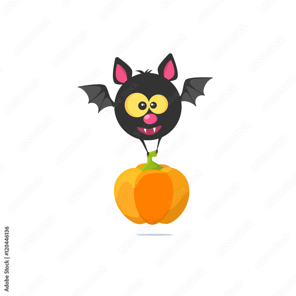 Bat with pumpkin on a white background Bat with pumpkin on a white background