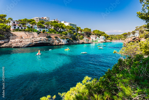 Idyllic view to the beach of Cala Santanyi seaside of Majorca Spain