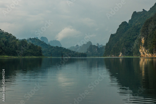 Scenic and unique landscape at Chieou Laan lake, Thailand photo