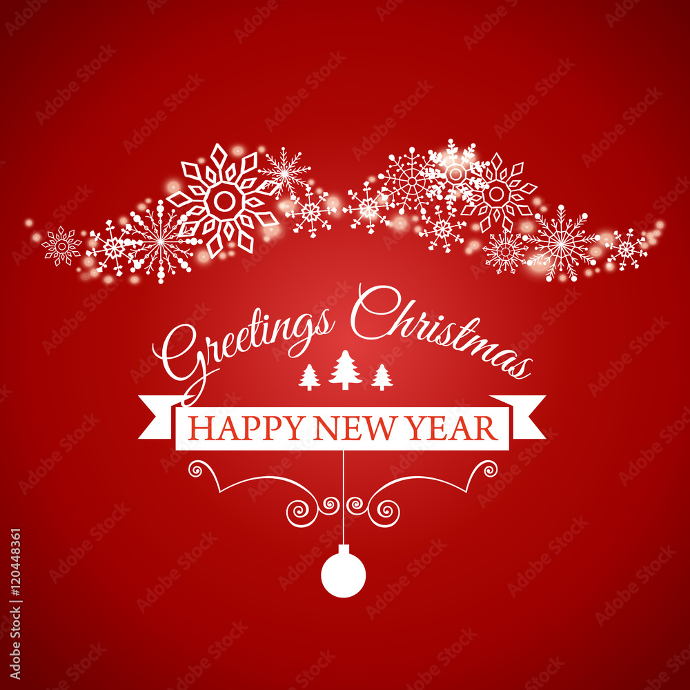 Naklejka premium Happy New Year and Merry Christmas e-card. Vector illustration.