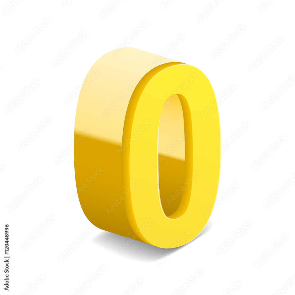 3d shiny yellow number 0