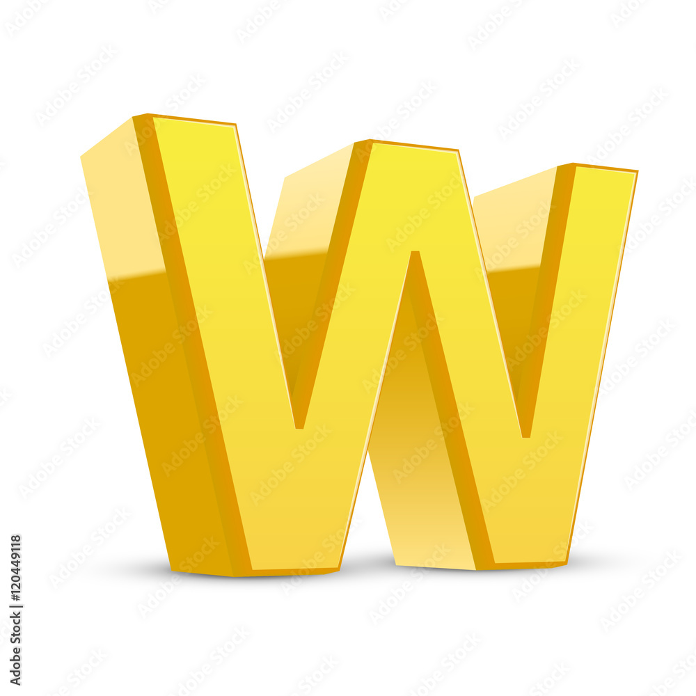3d yellow letter W 3d yellow letter W