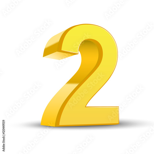 3d shiny yellow number 2