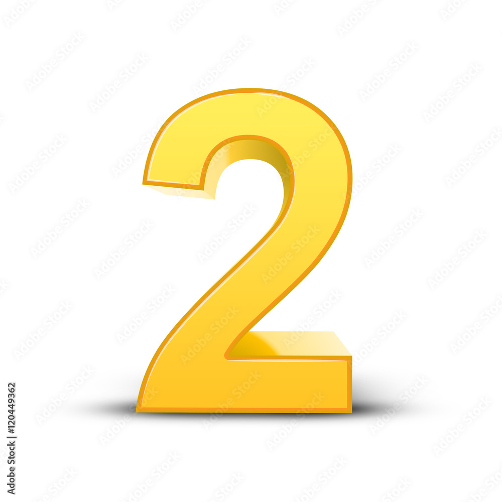 3d shiny yellow number 2