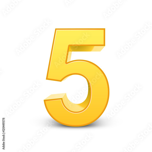 3d shiny yellow number 5