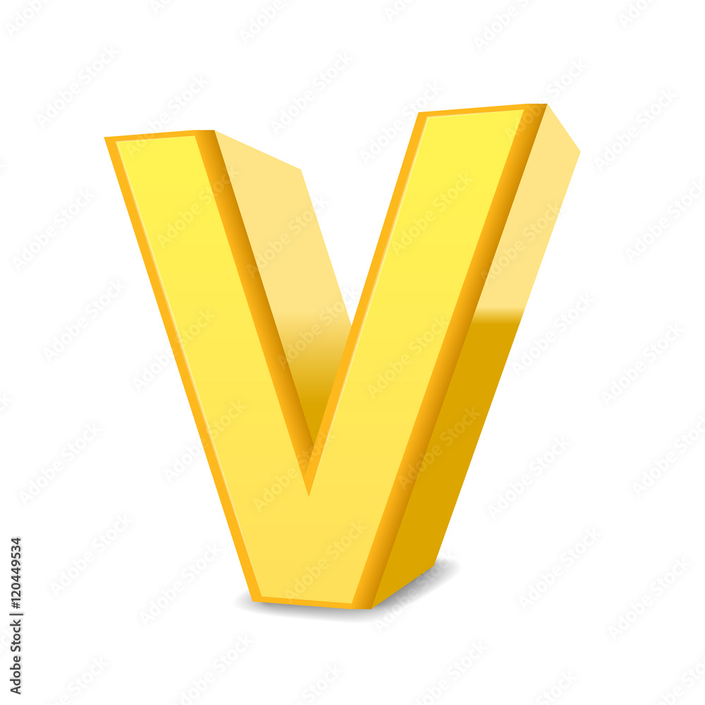 3d yellow letter V 3d yellow letter V