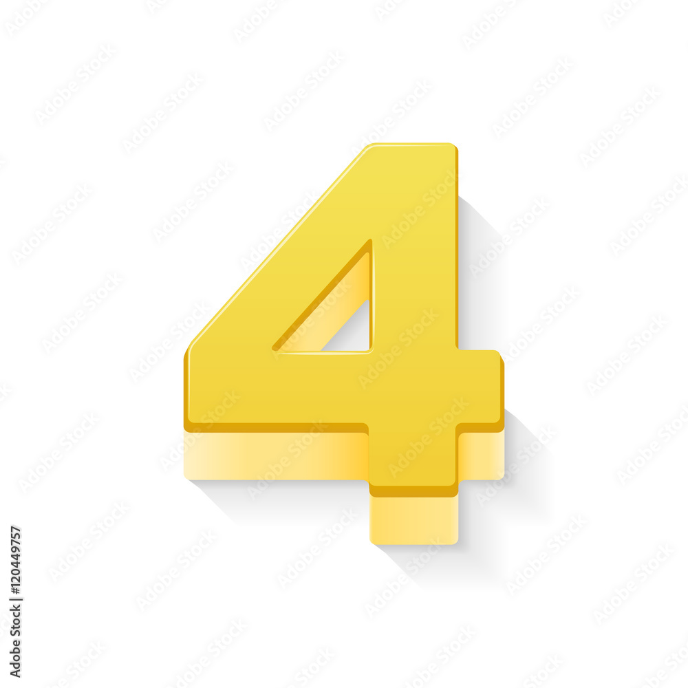 Obraz premium 3d shiny yellow number 4