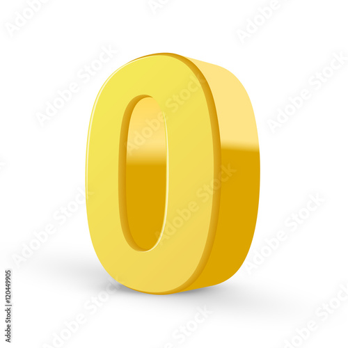 3d shiny yellow number 0