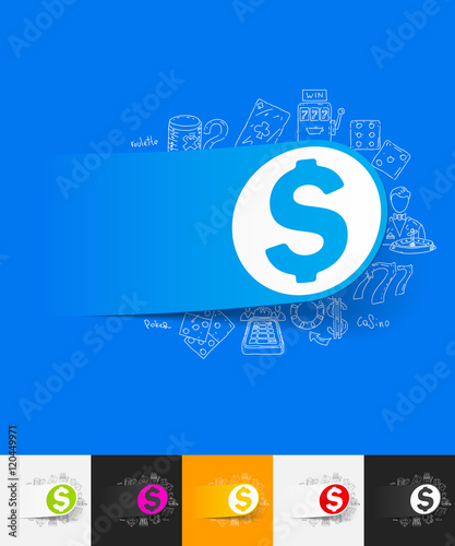 money paper sticker with hand drawn elements