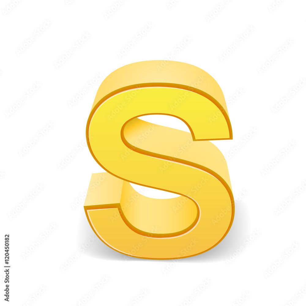3d yellow letter S 3d yellow letter S