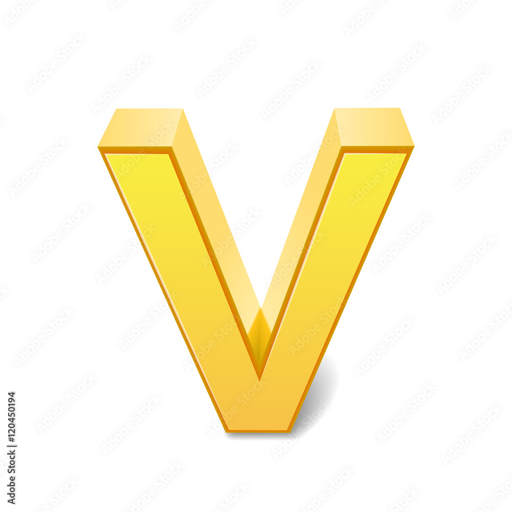 3d yellow letter V 3d yellow letter V