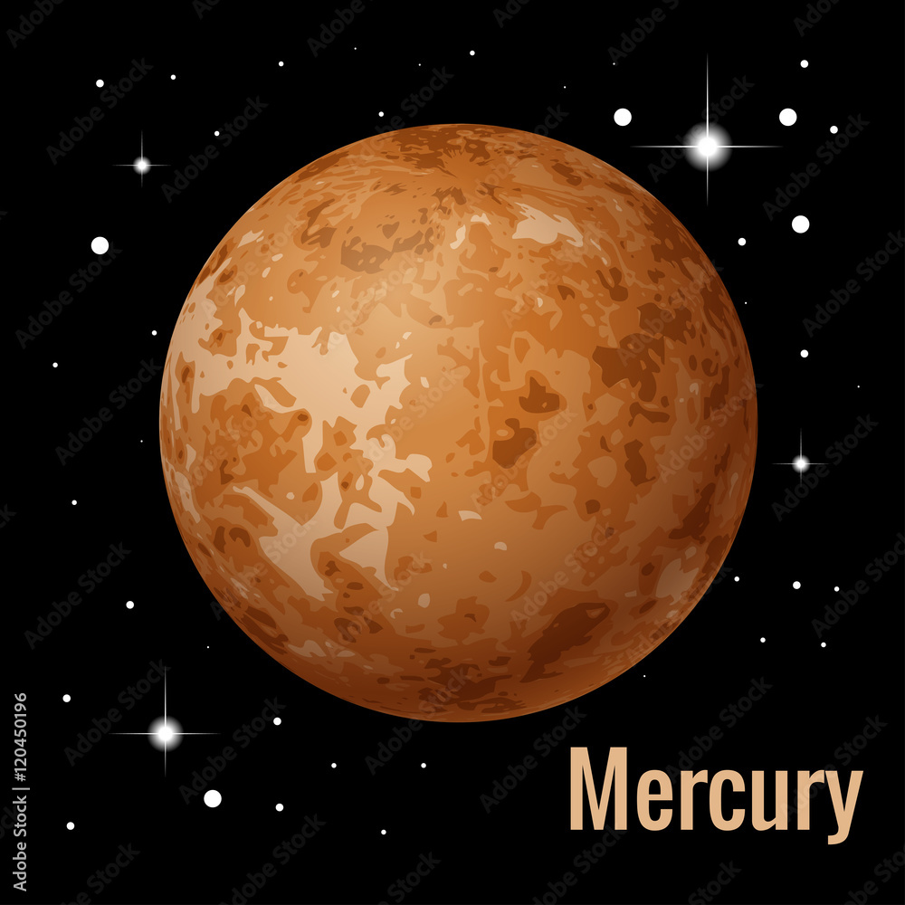Fototapeta premium Mercury planet 3d vector illustration. High quality isometric solar system planets.