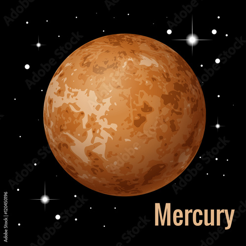 Mercury planet 3d vector illustration. High quality isometric solar system planets.