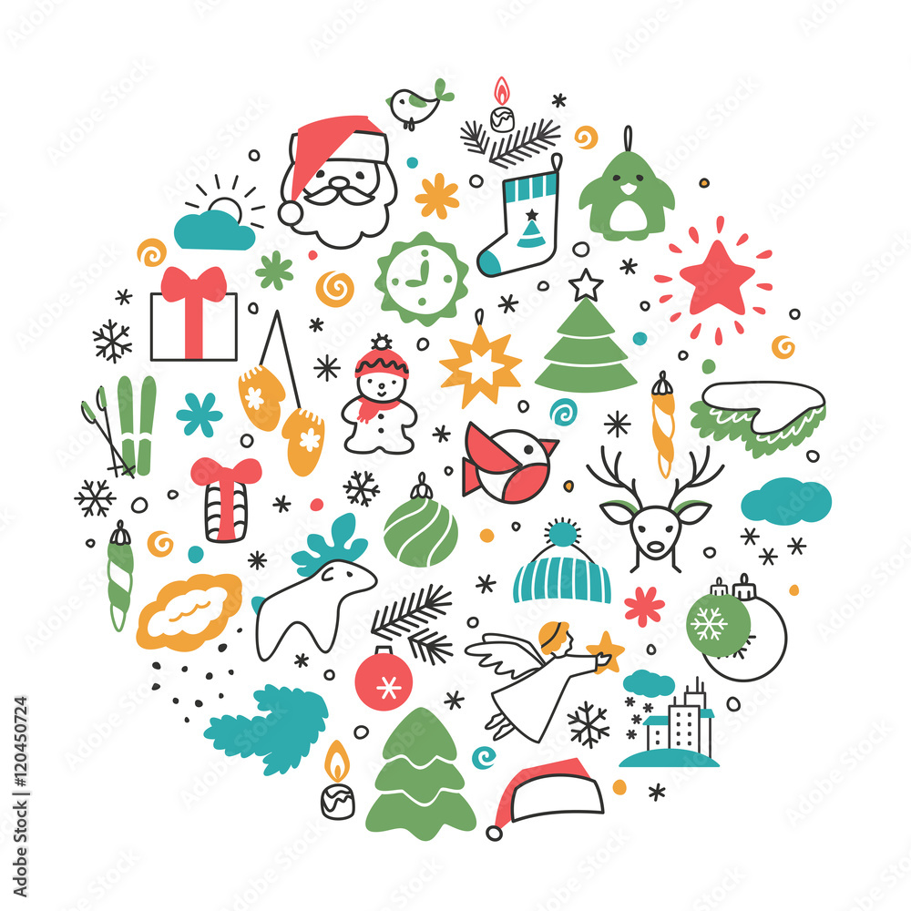 Backgrounds with icons - New Year, Christmas, winter Backgrounds with icons - New Year, Christmas, winter